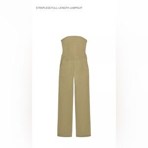 Zara Strapless Beige Jumpsuit